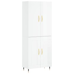 vidaXL Aparador alto madera contrachapada blanco brillo 69,5x34x180 cm