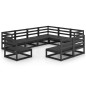 vidaXL Juego de muebles de jardín 9 piezas negro madera maciza de pino vidaXL Juego de muebles de jardín 9 piezas negro madera maciza de pino