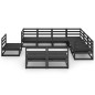 vidaXL Juego de muebles de jardín 9 piezas negro madera maciza de pino vidaXL Juego de muebles de jardín 9 piezas negro madera maciza de pino