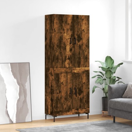 vidaXL Aparador alto madera contrachapada roble ahumado 69,5x34x180 cm