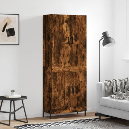 vidaXL Aparador alto madera contrachapada roble ahumado 69,5x34x180 cm