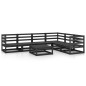 vidaXL Juego de muebles de jardín 7 piezas negro madera maciza de pino vidaXL Juego de muebles de jardín 7 piezas negro madera maciza de pino