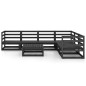vidaXL Juego de muebles de jardín 7 piezas negro madera maciza de pino vidaXL Juego de muebles de jardín 7 piezas negro madera maciza de pino