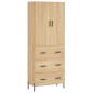 vidaXL Aparador alto madera contrachapada color roble 69,5x34x180 cm
