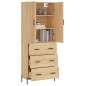 vidaXL Aparador alto madera contrachapada color roble 69,5x34x180 cm