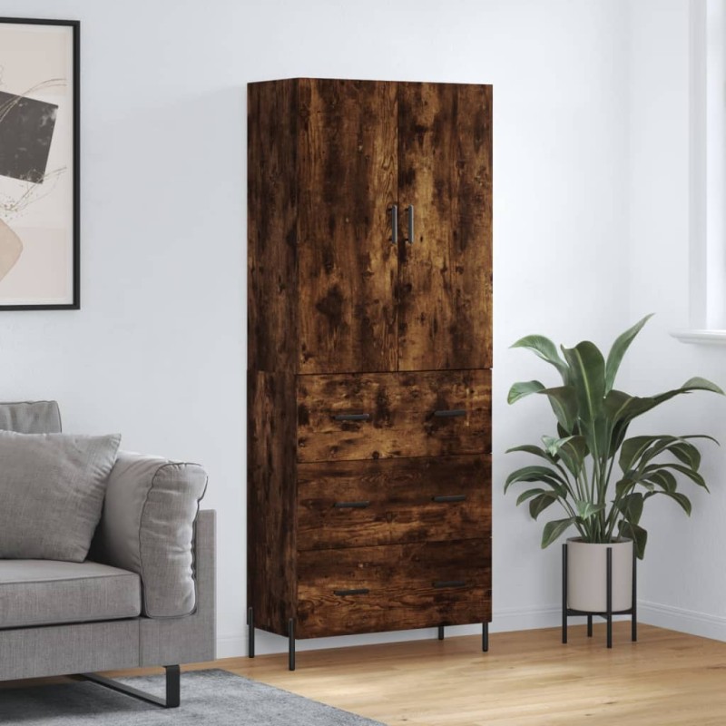 vidaXL Aparador alto madera contrachapada roble ahumado 69,5x34x180 cm vidaXL Aparador alto madera contrachapada roble ahumado 69,5x34x180 cm