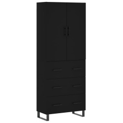 vidaXL Aparador alto madera contrachapada negro 69,5x34x180 cm