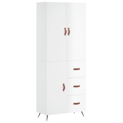 vidaXL Aparador alto madera contrachapada blanco brillo 69,5x34x180 cm