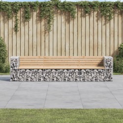 vidaXL Banco jardín diseño gaviones madera maciza pino 287x71x65,5 cm