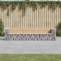 vidaXL Banco jardín diseño gaviones madera maciza pino 287x71x65,5 cm vidaXL Banco jardín diseño gaviones madera maciza pino 287x71x65,5 cm