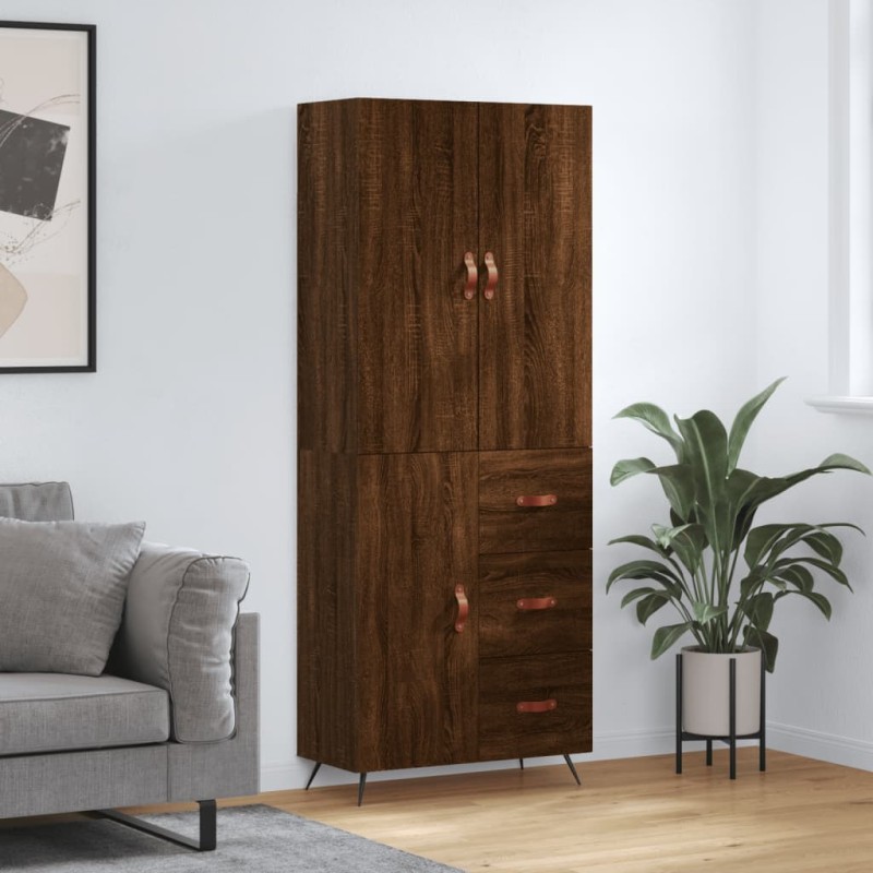 vidaXL Aparador alto madera contrachapada marrón roble 69,5x34x180 cm vidaXL Aparador alto madera contrachapada marrón roble 69,5x34x180 cm