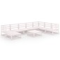 vidaXL Set de salón de jardín de 9 piezas blanco madera maciza de pino vidaXL Set de salón de jardín de 9 piezas blanco madera maciza de pino
