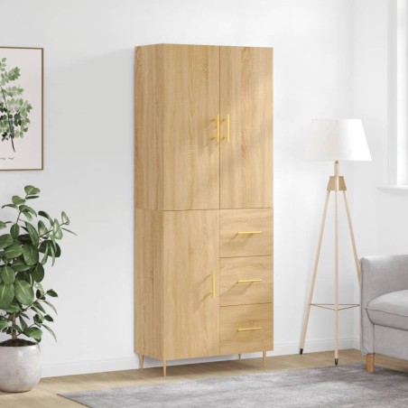 vidaXL Aparador alto madera contrachapada color roble 69,5x34x180 cm