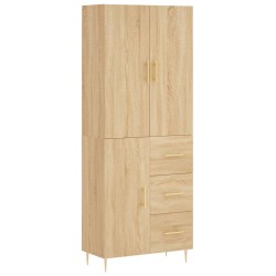 vidaXL Aparador alto madera contrachapada color roble 69,5x34x180 cm
