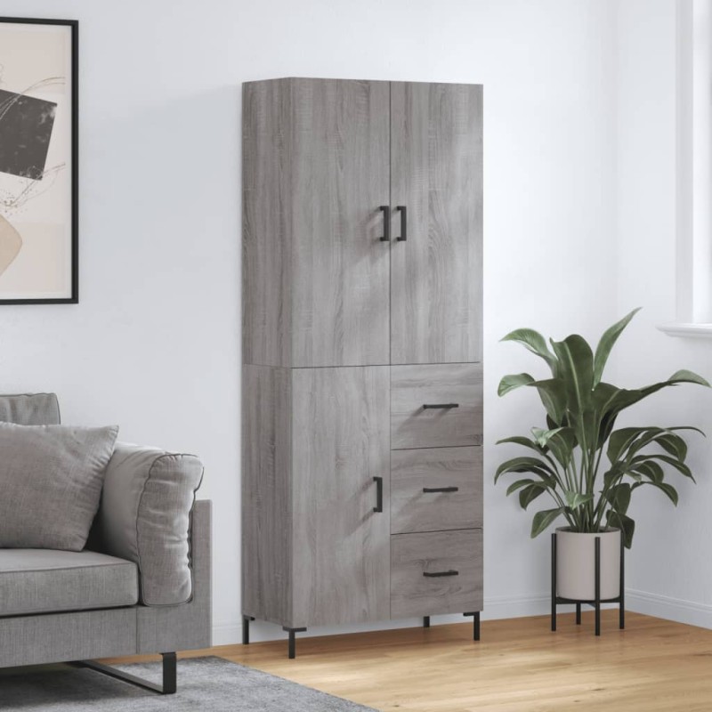 vidaXL Aparador alto madera contrachapada gris sonoma 69,5x34x180 cm vidaXL Aparador alto madera contrachapada gris sonoma 69,5x34x180 cm