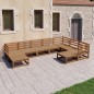 vidaXL Muebles de jardín 9 pzas y cojines marrón miel madera pino vidaXL Muebles de jardín 9 pzas y cojines marrón miel madera pino