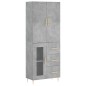 vidaXL Aparador alto madera contrachapada gris hormigón 69,5x34x180 cm