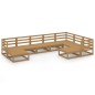 vidaXL Muebles de jardín 9 pzas y cojines marrón miel madera pino vidaXL Muebles de jardín 9 pzas y cojines marrón miel madera pino