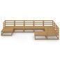 vidaXL Muebles de jardín 9 pzas y cojines marrón miel madera pino vidaXL Muebles de jardín 9 pzas y cojines marrón miel madera pino