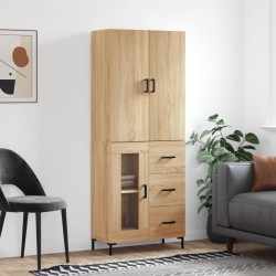 vidaXL Aparador alto madera contrachapada color roble 69,5x34x180 cm