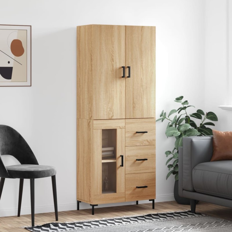 vidaXL Aparador alto madera contrachapada color roble 69,5x34x180 cm