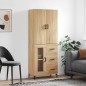vidaXL Aparador alto madera contrachapada color roble 69,5x34x180 cm