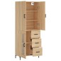 vidaXL Aparador alto madera contrachapada color roble 69,5x34x180 cm