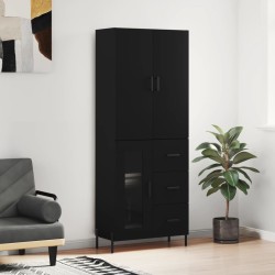 vidaXL Aparador alto madera contrachapada negro 69,5x34x180 cm