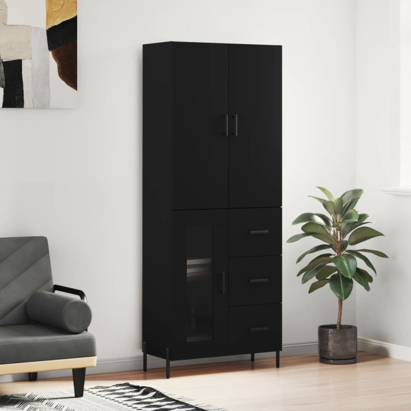 vidaXL Aparador alto madera contrachapada negro 69,5x34x180 cm vidaXL Aparador alto madera contrachapada negro 69,5x34x180 cm