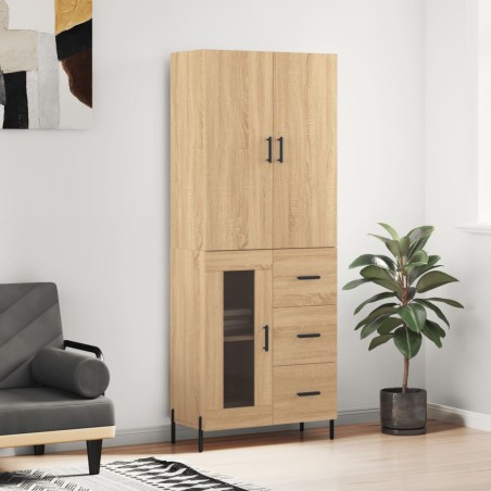 vidaXL Aparador alto madera contrachapada color roble 69,5x34x180 cm