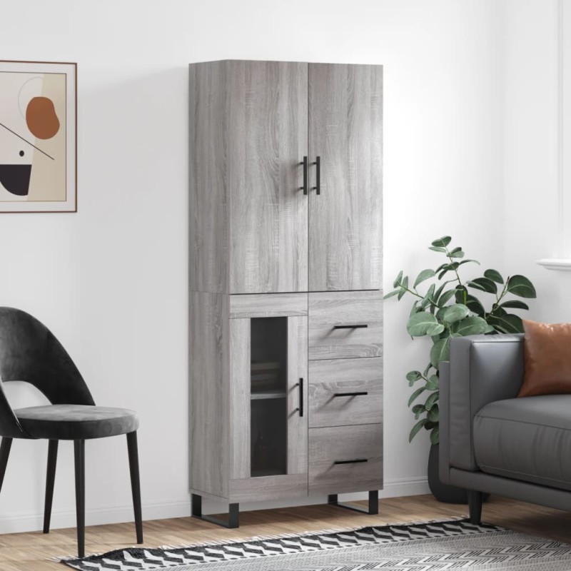 vidaXL Aparador alto madera contrachapada gris sonoma 69,5x34x180 cm vidaXL Aparador alto madera contrachapada gris sonoma 69,5x34x180 cm