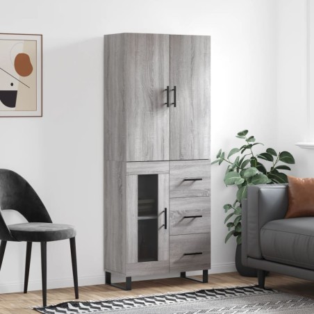vidaXL Aparador alto madera contrachapada gris sonoma 69,5x34x180 cm