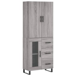vidaXL Aparador alto madera contrachapada gris sonoma 69,5x34x180 cm