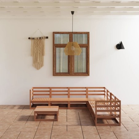 vidaXL Muebles de jardín 8 piezas marrón miel madera maciza de pino