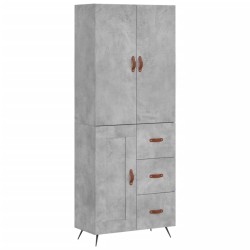 vidaXL Aparador alto madera contrachapada gris hormigón 69,5x34x180 cm