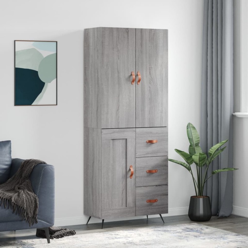 vidaXL Aparador alto madera contrachapada gris sonoma 69,5x34x180 cm vidaXL Aparador alto madera contrachapada gris sonoma 69,5x34x180 cm