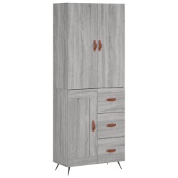 vidaXL Aparador alto madera contrachapada gris sonoma 69,5x34x180 cm