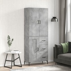 vidaXL Aparador alto madera contrachapada gris hormigón 69,5x34x180 cm