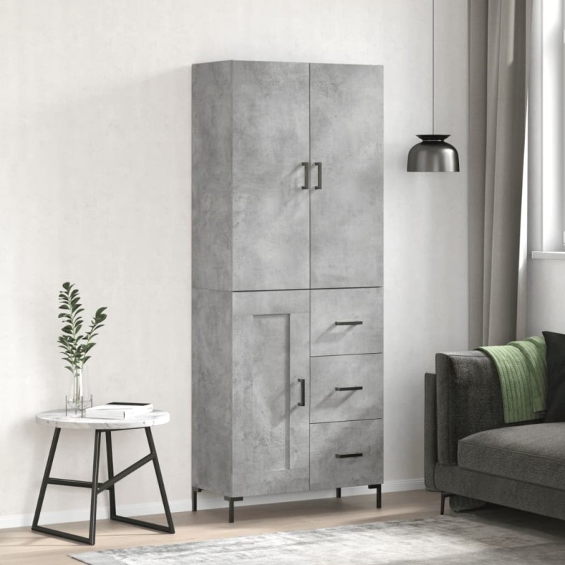vidaXL Aparador alto madera contrachapada gris hormigón 69,5x34x180 cm vidaXL Aparador alto madera contrachapada gris hormigón 69,5x34x180 cm