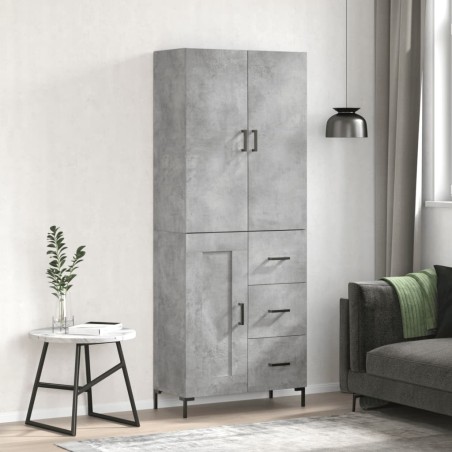 vidaXL Aparador alto madera contrachapada gris hormigón 69,5x34x180 cm