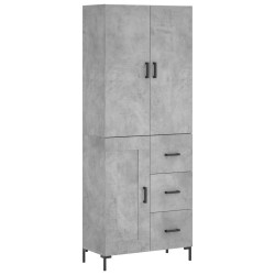 vidaXL Aparador alto madera contrachapada gris hormigón 69,5x34x180 cm