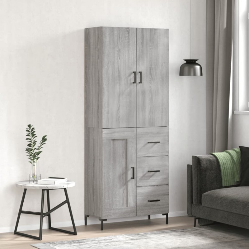 vidaXL Aparador alto madera contrachapada gris sonoma 69,5x34x180 cm vidaXL Aparador alto madera contrachapada gris sonoma 69,5x34x180 cm