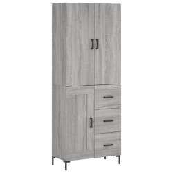 vidaXL Aparador alto madera contrachapada gris sonoma 69,5x34x180 cm