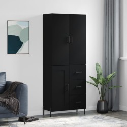 vidaXL Aparador alto madera contrachapada negro 69,5x34x180 cm