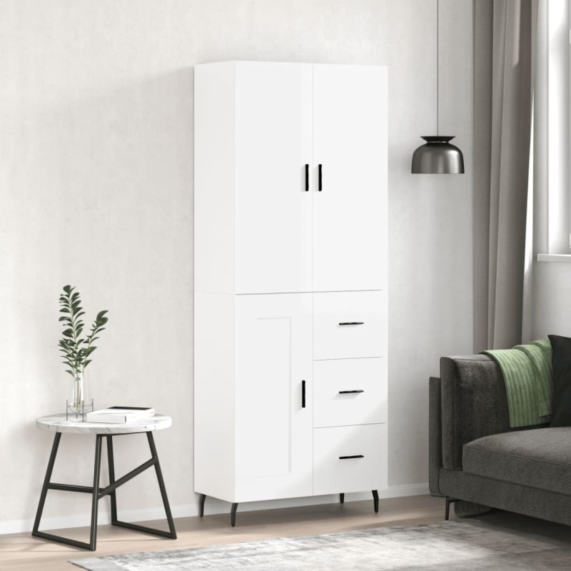 vidaXL Aparador alto madera contrachapada blanco brillo 69,5x34x180 cm vidaXL Aparador alto madera contrachapada blanco brillo 69,5x34x180 cm