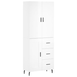 vidaXL Aparador alto madera contrachapada blanco brillo 69,5x34x180 cm