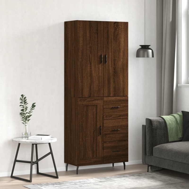 vidaXL Aparador alto madera contrachapada marrón roble 69,5x34x180 cm vidaXL Aparador alto madera contrachapada marrón roble 69,5x34x180 cm