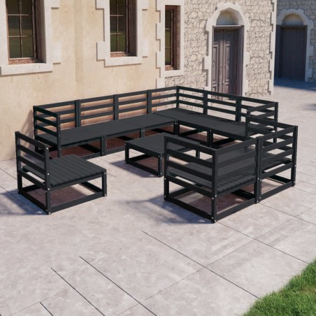 vidaXL Juego de muebles de jardín 10 pzas nergo madera maciza de pino