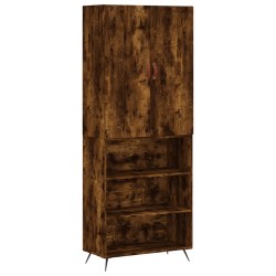 vidaXL Aparador alto madera contrachapada roble ahumado 69,5x34x180 cm