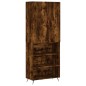 vidaXL Aparador alto madera contrachapada roble ahumado 69,5x34x180 cm
